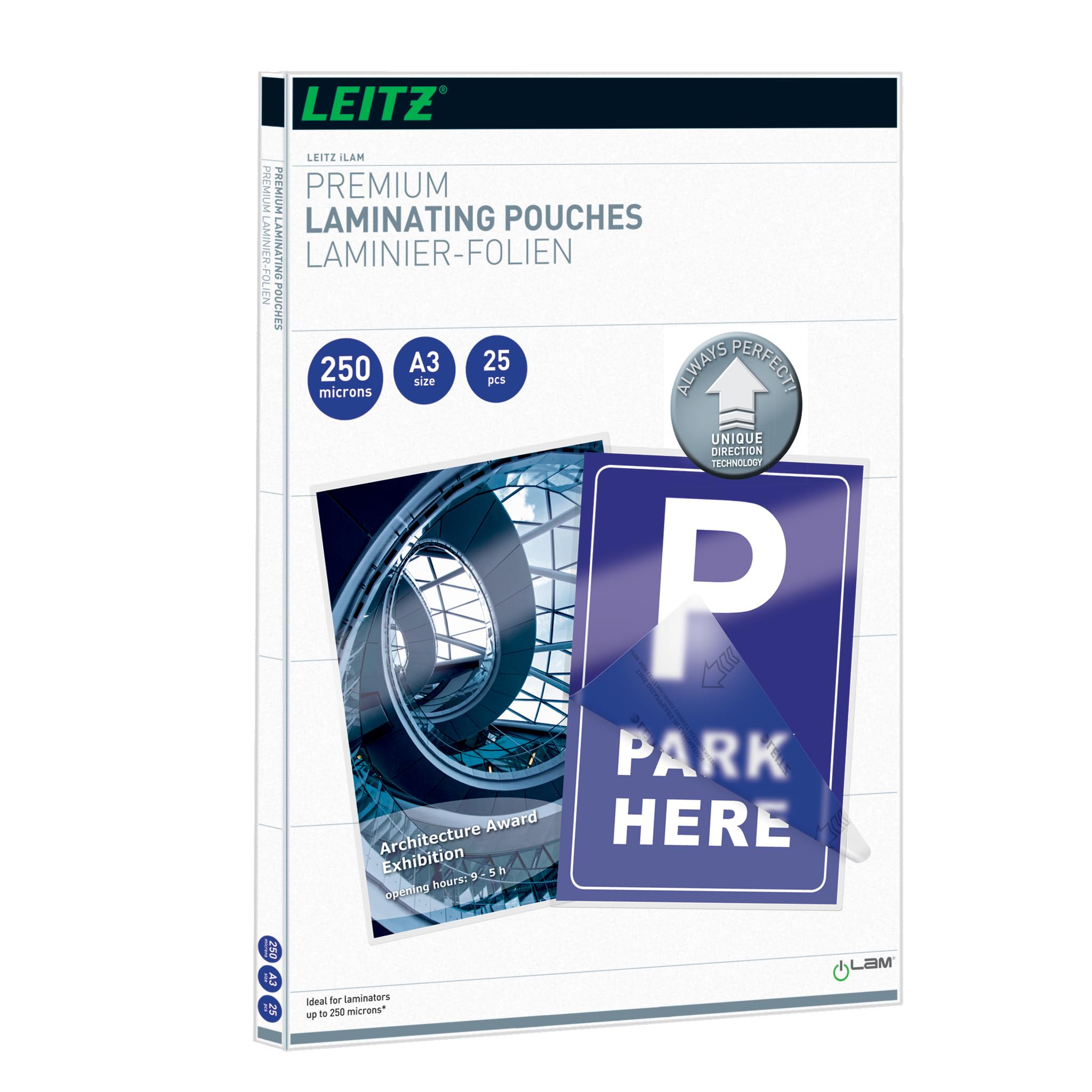 Leitz Ilam 74910000 250 Micron A3 Laminating Pouches - Pack Of 25