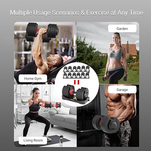 Miniatura 6 de Mancuernas ajustables de 2552.5 libras, 915 pulgadas, juego de mancuernas de peso ajustable para ejercicio de cuerpo completo, entrenamiento de