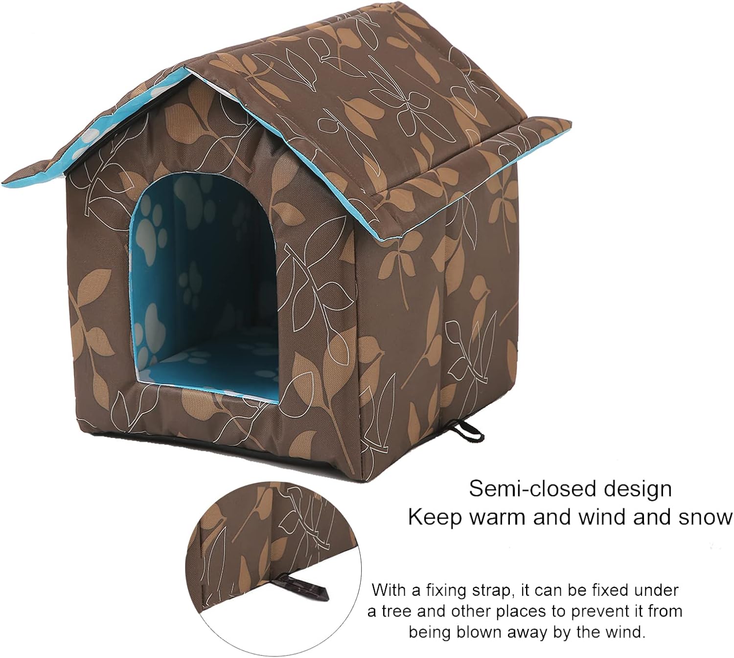 Cat Houses for Outdoor Cats, Outdoor Cat House for Winter, Weatherproof Warm and Insulated Cat House with Transparent Curtain Pet House, Stray Cats Shelter (Shabby Chic, Small-Houses) : Pet Supplies