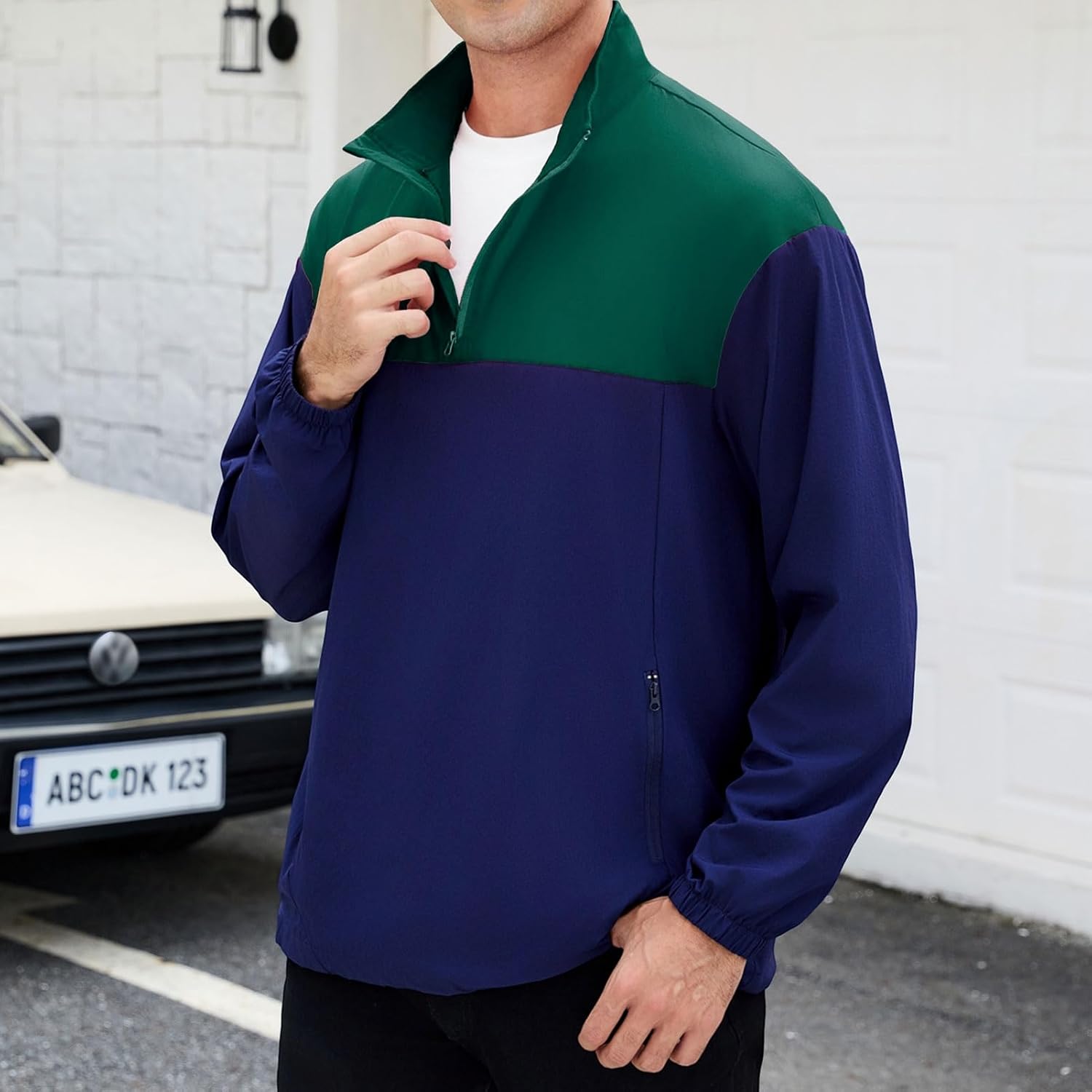 EDITCOZY Men's Lightweight Quarter Zip Pullover Casual Windbreaker for Running Golf Jackets with 3 Pockets
