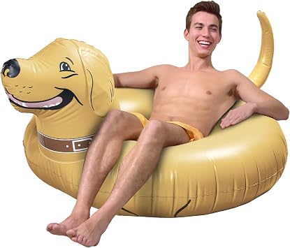 GoFloats Buddy The Dog Party Tube Inflatable Raft, Float in Style for Adults and Kids