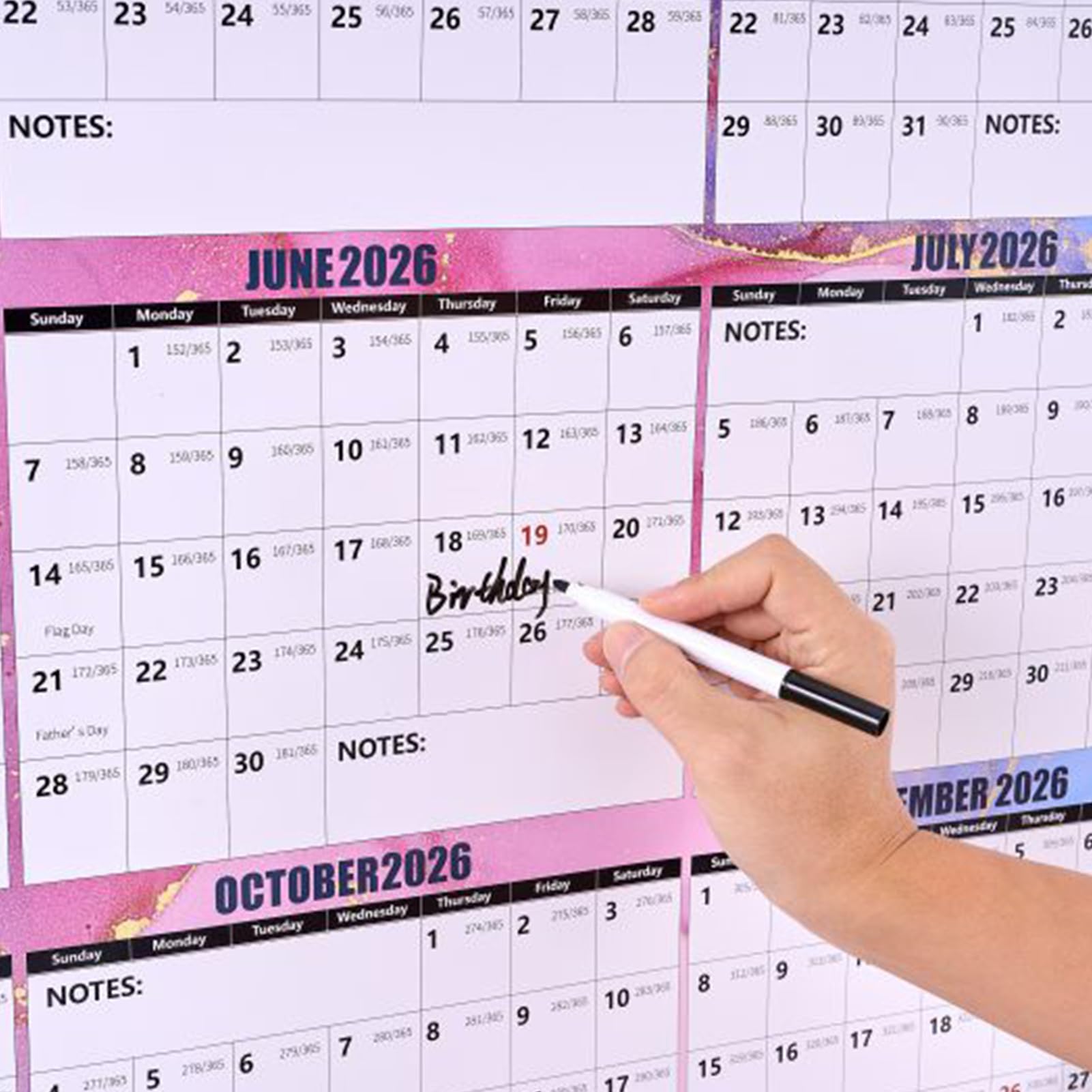 Calendario 2026 Scrittura Liscia Cancellabile a Secco | Poster Calendario Da Parete Decorazione Casa per Promemoria Pianificazione Programma Scuola Ufficio Soggiorno Camera da