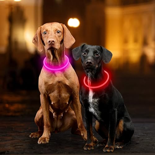 Miniatura 6 de Collares de perro iluminados, collar de perro LED Dlitk recargable por USB, 1 unidad, collar brillante de poliuretano termoplástico para perros,