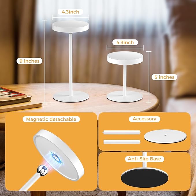 Espejo de Maquillaje con Luz LED Recargable, 3 Luces, Toque, 360° miniatura 4