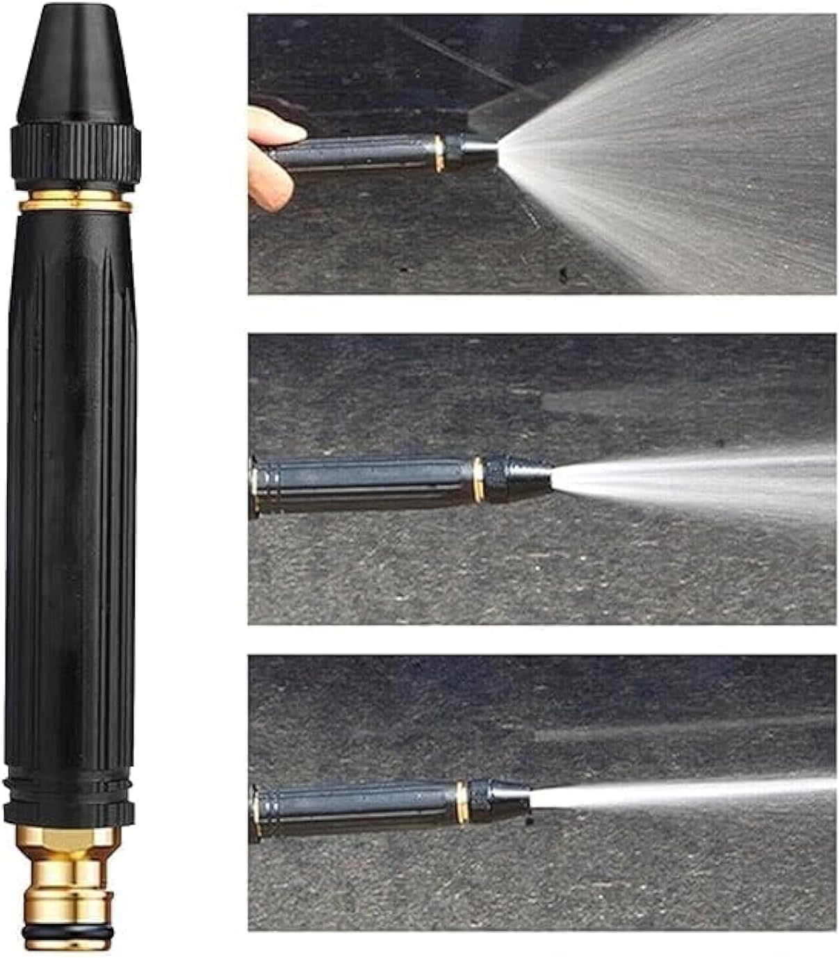 Hose Nozzle-HoMedics Pressure Water Spray Gun Nozzle Car Bike Washing Nozzle Water Pressure Booster Brass Nozzle Suitable for 1/2 Nozzles Hose Pipe Clean Shave Car/- (Black)
