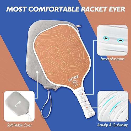 Miniatura 4 de Pickleball Paddle USAPA Approved Pickle Ball Paddle Carbon Fiber Pickleball Set with Paddle Cover, Lightweight Graphite Pickleball Paddles