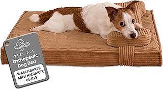 Orthopädische Hundematratze mit verstellbarem Knochenkissen – Waschbare und wasserdichte Bezüge, rutschfeste Unterseite, ideal zur Gelenkentlastung und für ergonomischen (MEDIUM)