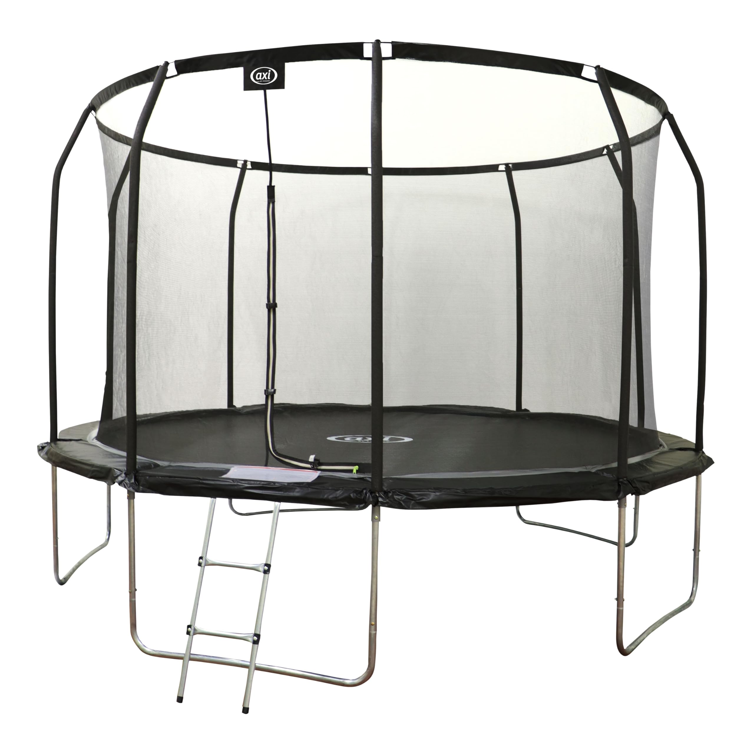 Axi Houston Trampoline Rond - Filet en Noir | Trampoline Hors Sol - pour Enfants - avec Bordure, Echelle Et Filet De Sécurité | pour Le Jardin/L'Extérieur,