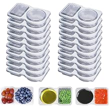 Double Compartment Condiment Containers with Lids, Snack Containers, Reusable Snack Packs for Meal Prep, Dipping Sauce, Travel Snacks 20PCS