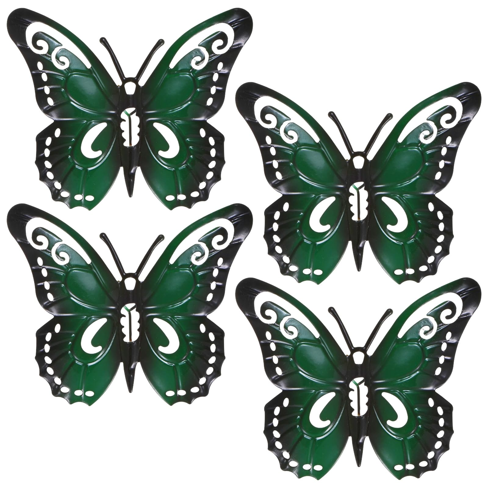 M METERXITY 4 Pack Butterfly Art Wall Decor, Metal Butterfly Wall Decor, Hanging Decorative Hanging Sculpture for Indoor & Outdoor, Fence Yard Patio Garden [ Green, 3.54''x4.33'']