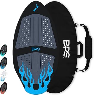 BPS New Zealand ‘Flame’ - High Performance Wooden Skimboard with Custom Traction Pads – with Optional Padded Carry Bag Made from Recycled Plastics – for Kids or Adults, Choose from 4 Colors