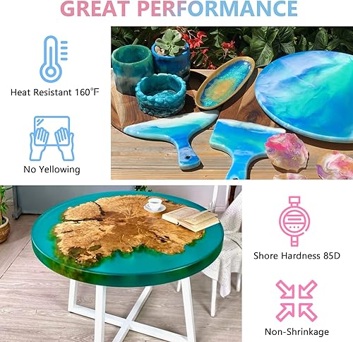 Miniatura 4 de KISREL Resina epoxi de 2 galones, kit de resina de arte transparente, sin amarilleo, sin burbujas, fácil de usar para fundición, recubrimiento,