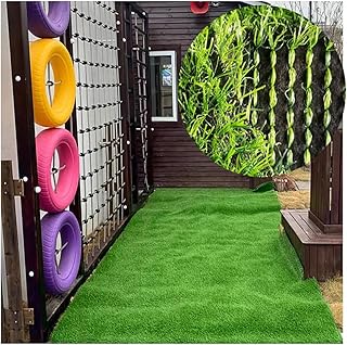 Synthetic Artificial Grass Turf, Patio Synthetic Grass with Drainage Holes, Balcony Fencing Artificial Grass Mat,Indoor Outdoor Grass Rug Carpet,Green,0.02X1X15m