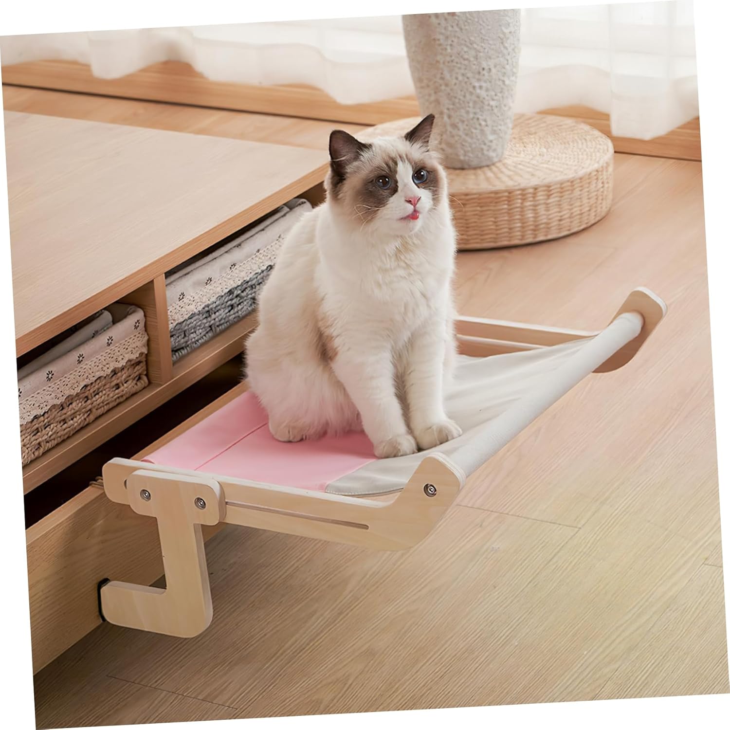 1 Set Cat Window Hammock Thickened Perch for Indoor Cats Space Saving Design for Sleeping Playing Hiding Durable Cozy