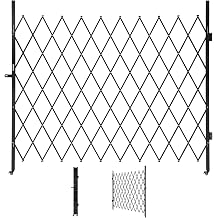 Heavy Duty Single Folding Security Gate,85''H x 85''W Expandable Metal Barricade with 2 Locking Casters,Key Lock,Iron & Aluminum Scissor Gate or Door,Flexible Retractable Fence for,Garage,Driveway