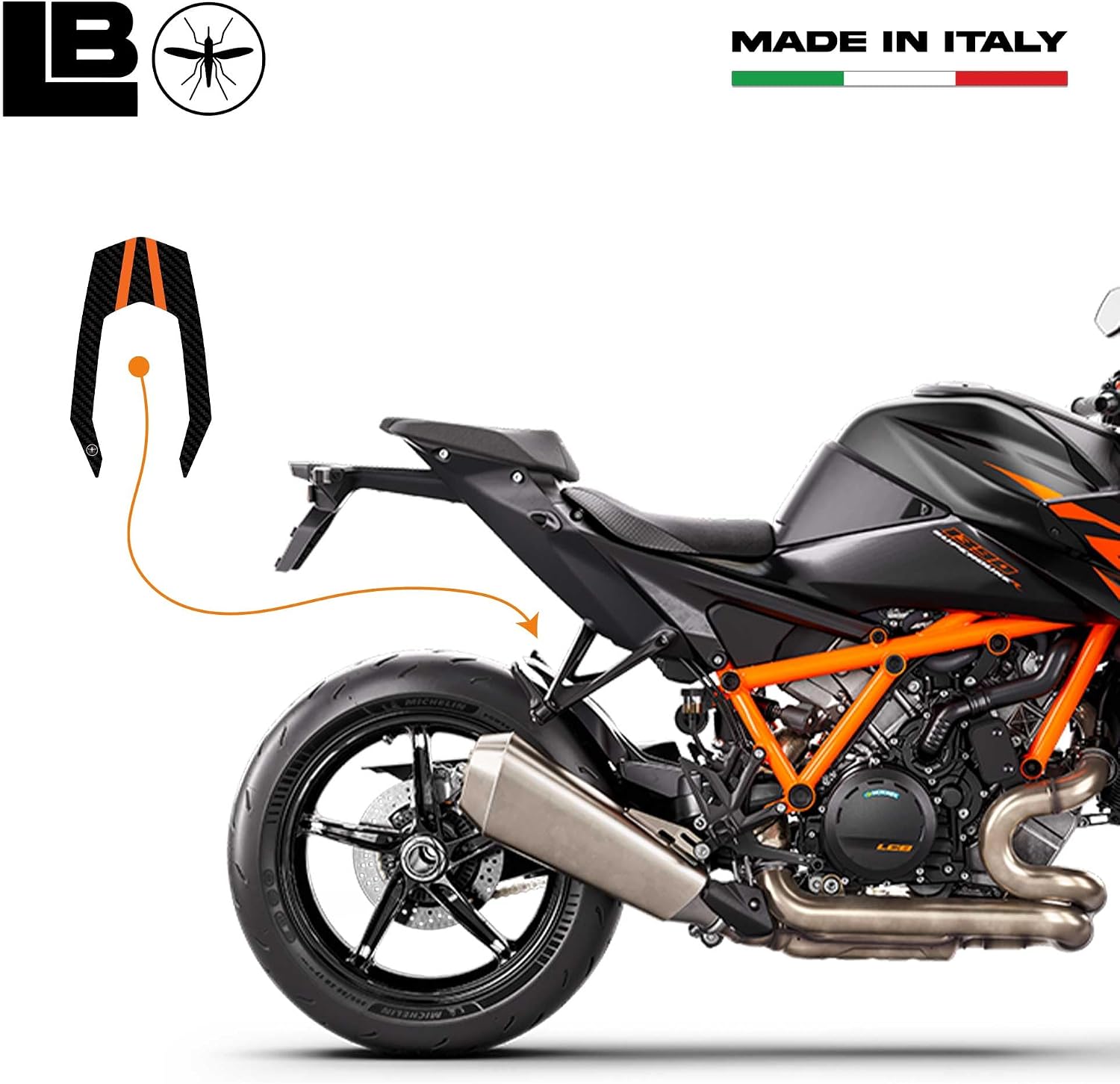labelbike - 3D Stickers Motorcycle Fender Mudguards Protection and Decoration in Resin Compatible with KTM 1390 Super Duke R - Color Orange