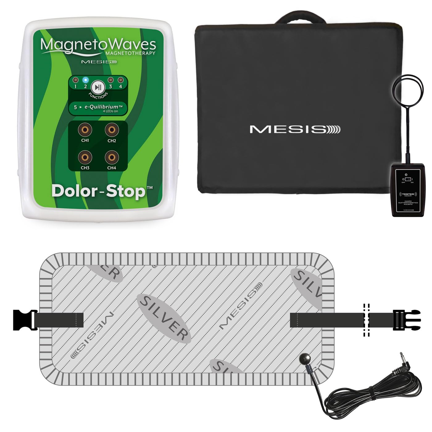 MESIS MagnetoWaves Dolor-Stop Magnetoterapia | Alta frecuencia | 5 programas | 4 canales | Equipamiento Core