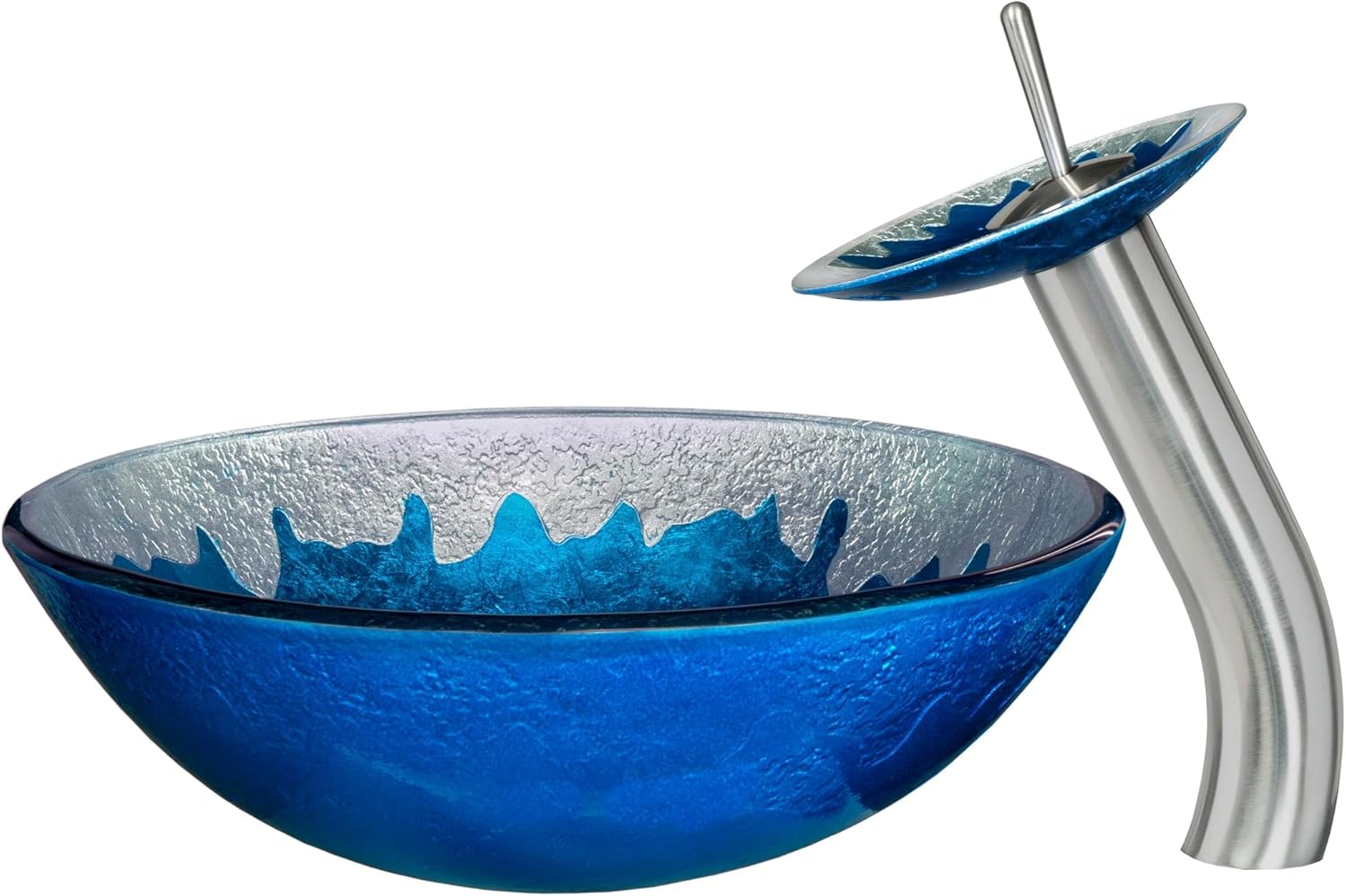 Novatto DIACCIO Glass Vessel Bathroom Sink Set, Chrome