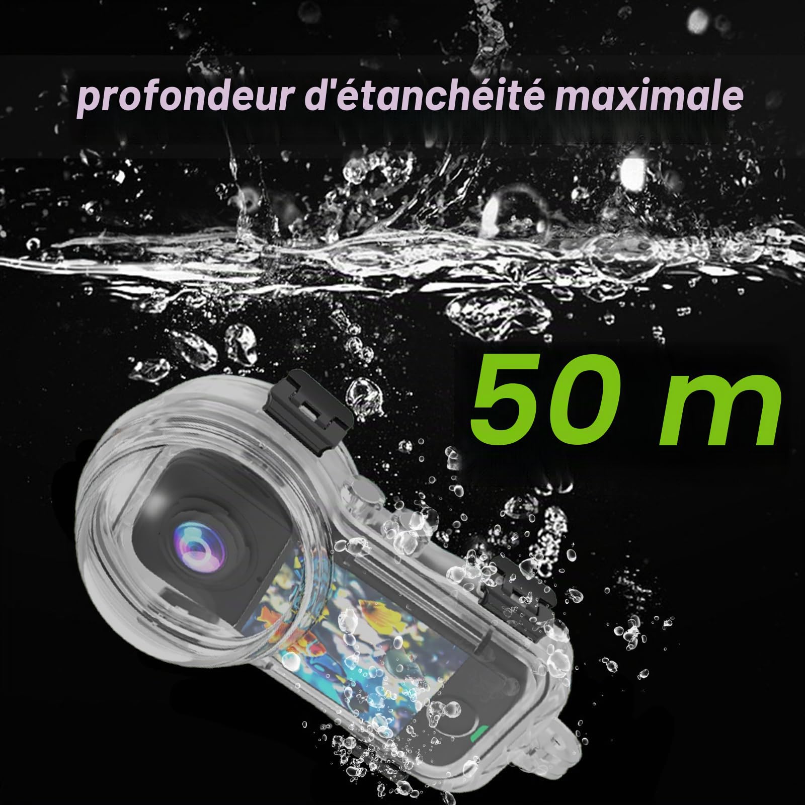 Boîtier de plongée invisible Insta 360 X4 Air, étanche jusqu'à 50m (164pi), protection contre les éclaboussures, coque de protection sous-marine pour Insta360 X4 Air avec accessoires de