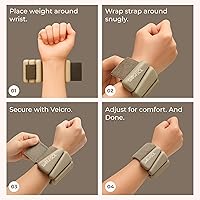 Vista 8 de Pesas de muñeca y tobillo para mujeres y hombres, pesas de tobillo de 1 libra cada una, paquete de 2 pesas de muñeca para mujer, accesorios