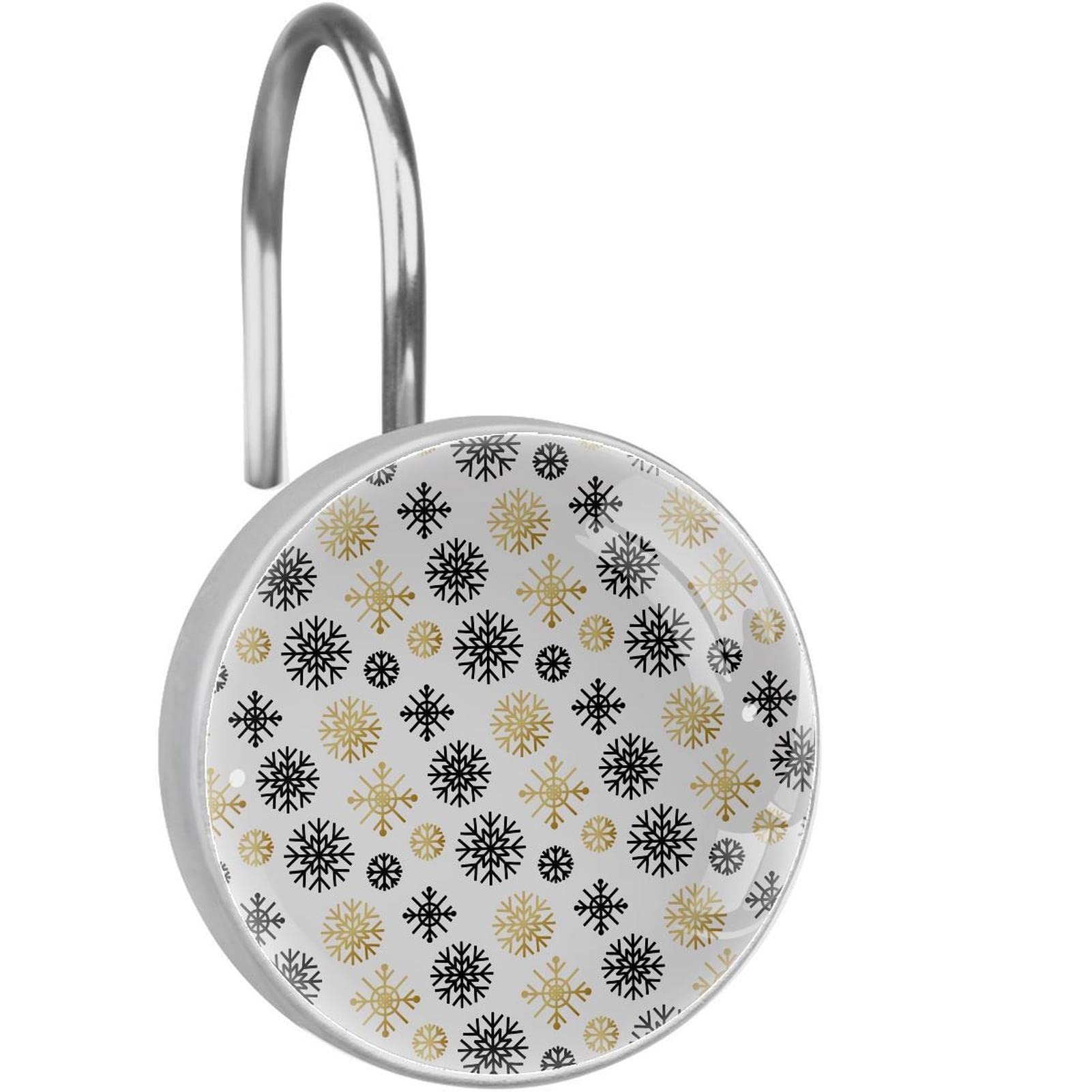 Crochets de rideau de douche inox or et noir flocon chic x12