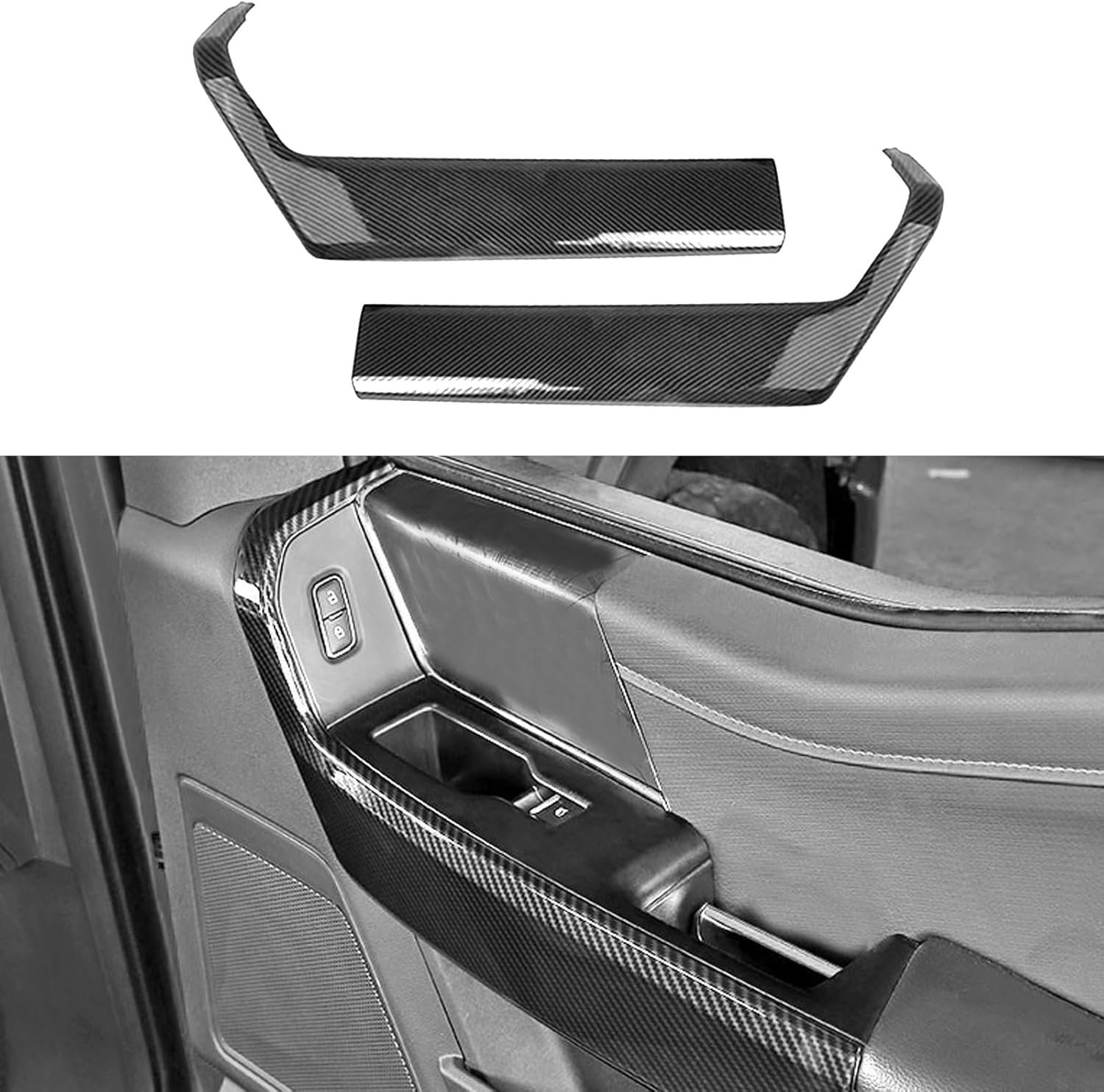 Keptrim for 2021 2022 2023 2024 2025 Ford F-150 Interior Accessories Front Door Handles Trim Covers, ABS Carbon Fiber, 2pcs
