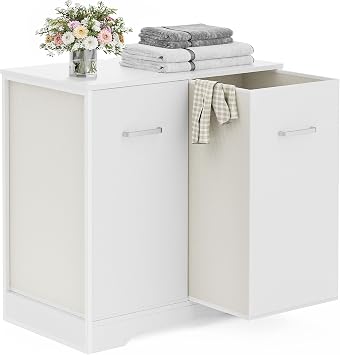 120L Double Pull-Out Laundry Hamper Cabinet with Removable Bags