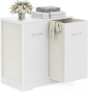 120L Double Pull-Out Laundry Hamper Cabinet with Removable Bags