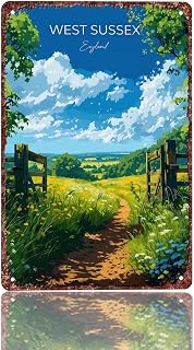 Retro Countryside Landscape Metal Sign Wall Decor 8x12 inch | Gift for Pet Dog Owners,Yard,Fence,Gate,Entryway,Porch,Outdoor,Home Funny Poster
