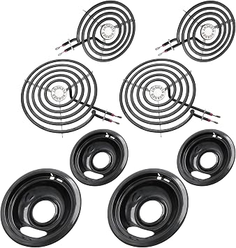 مجموعة استبدال عناصر موقد كهربائي MP22YA وW10290350 W10290353 عبوة من 4 قوالب تنقيط سوداء - سطح موقد كهربائي Whirlpool مناسب تمامًا