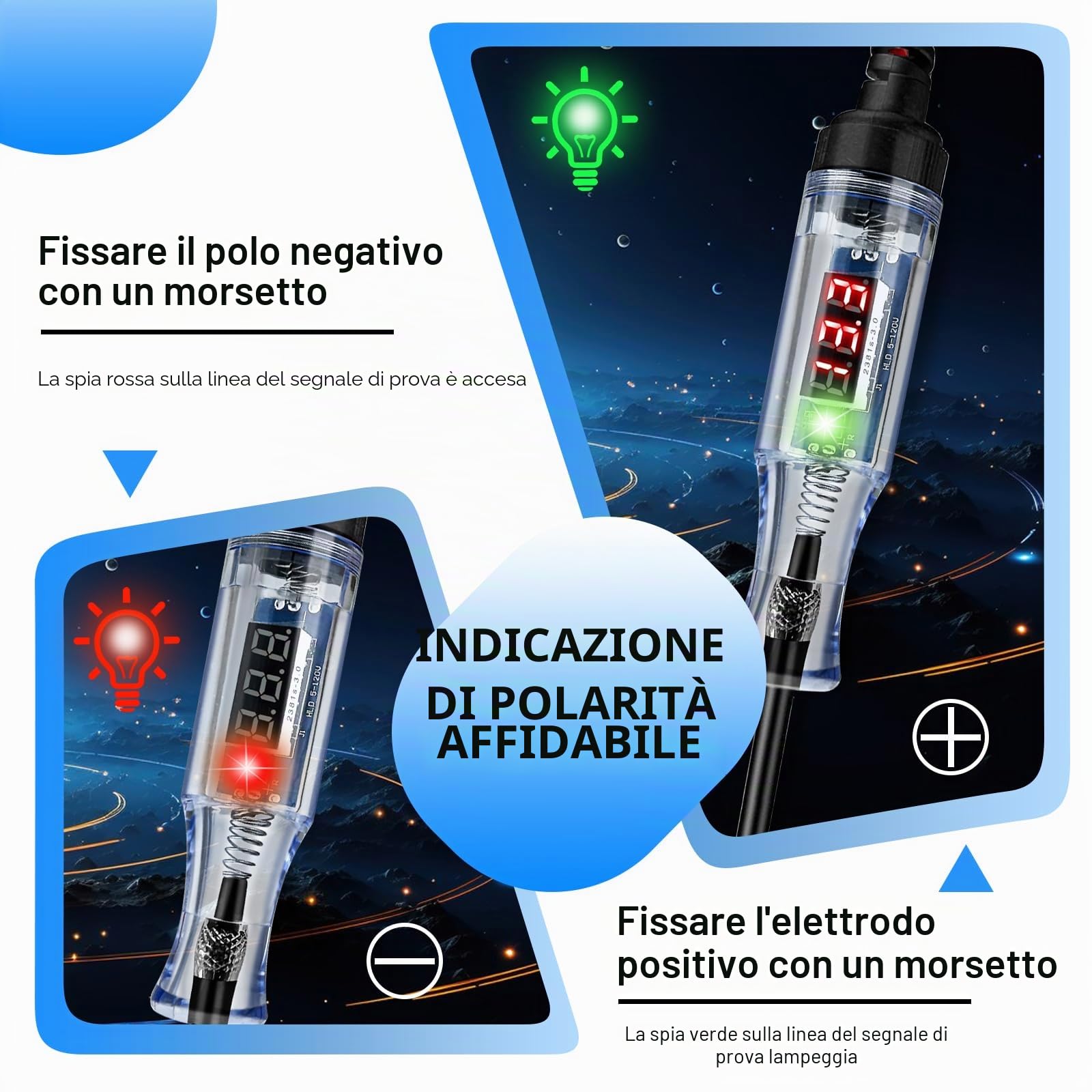 Fusibili Tester per Circuiti Auto, 2,5-32 V Tester per Circuiti Elettrici con Display Digitale a LED, 10 Tipi di Fusibili per Auto per Circuiti, Interruttori