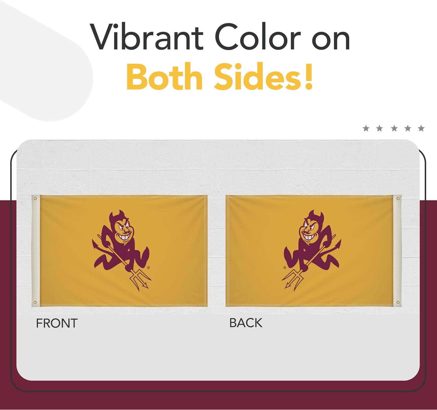 Arizona State Sun Devils College Sports Printed Flag - NCAA Licensed - Nylon - School Banner (Gold, Maroon) (2' x 3')