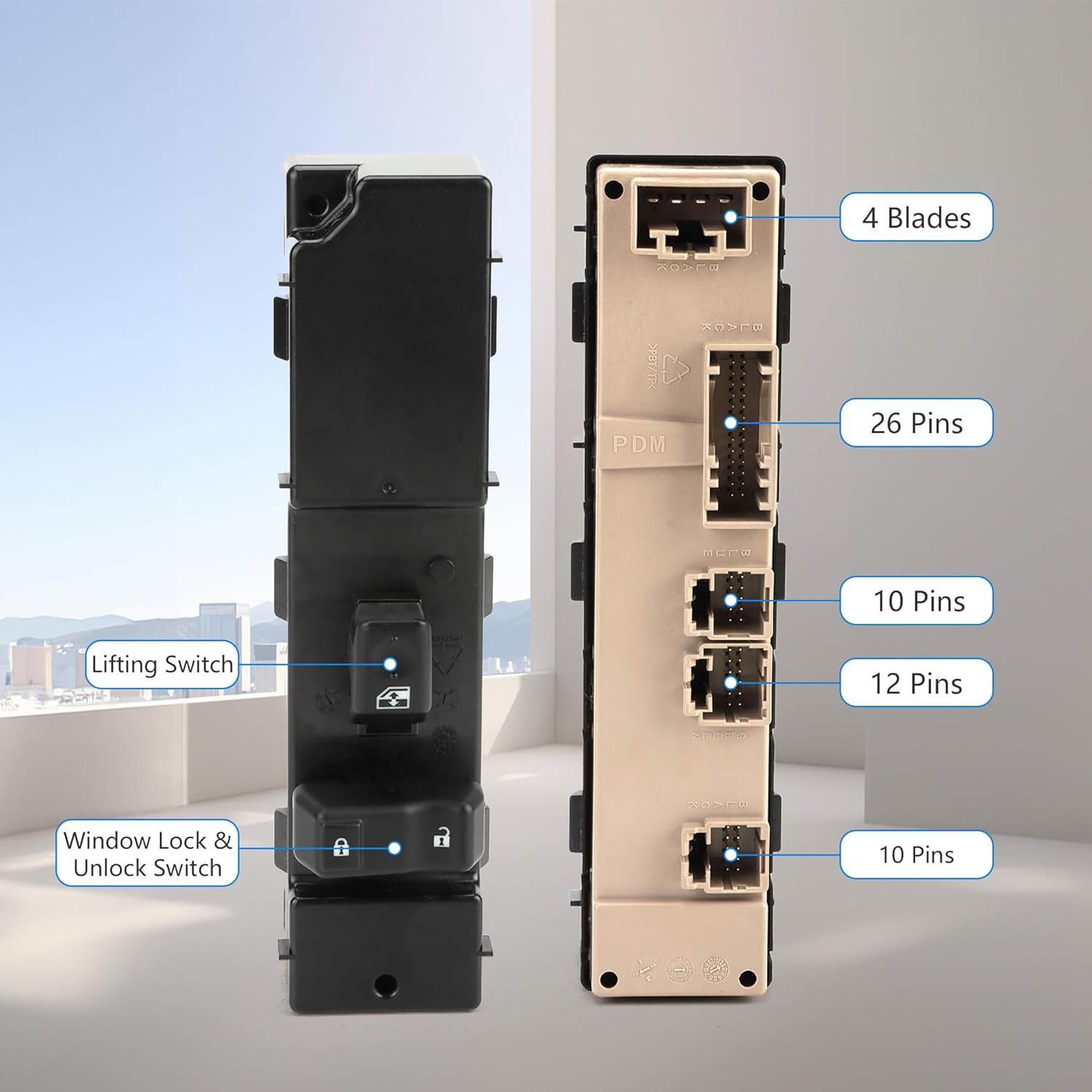 19115820 Front Right Passenger Door Window Switch Controls for 2003-2006 Chevy Silverado Avalanche Tahoe Yukon, for GMC Sierra 1500 2500 3500 Crew Cab, for Cadillac Escalade Hummer H2