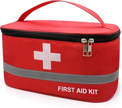 Faylapa Empty First Aid Bag, 10.2x5.5x5.5 inches Portable Outdoor First Aid Medical Storage Bag, Multi-Function Emergency Medicine Storage Organizer for Home Outdoor Travel Car Camping Hiking