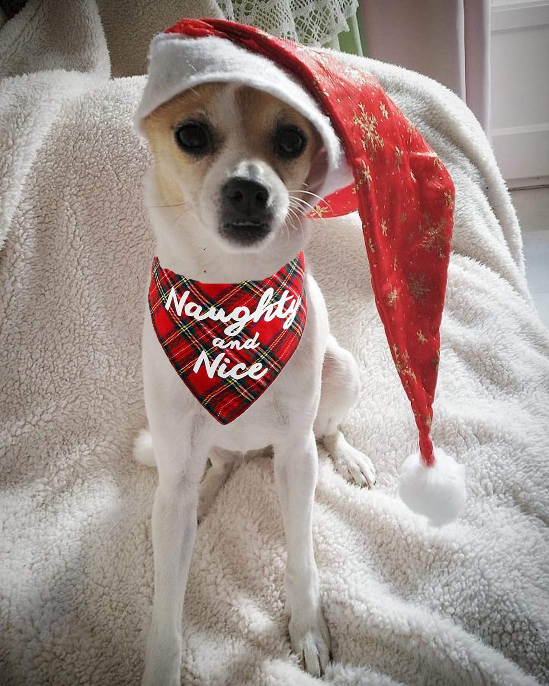 JPB Bandanas de Navidad para perros, paquete de 3 bandanas a cuadros para perros medianos y grandes