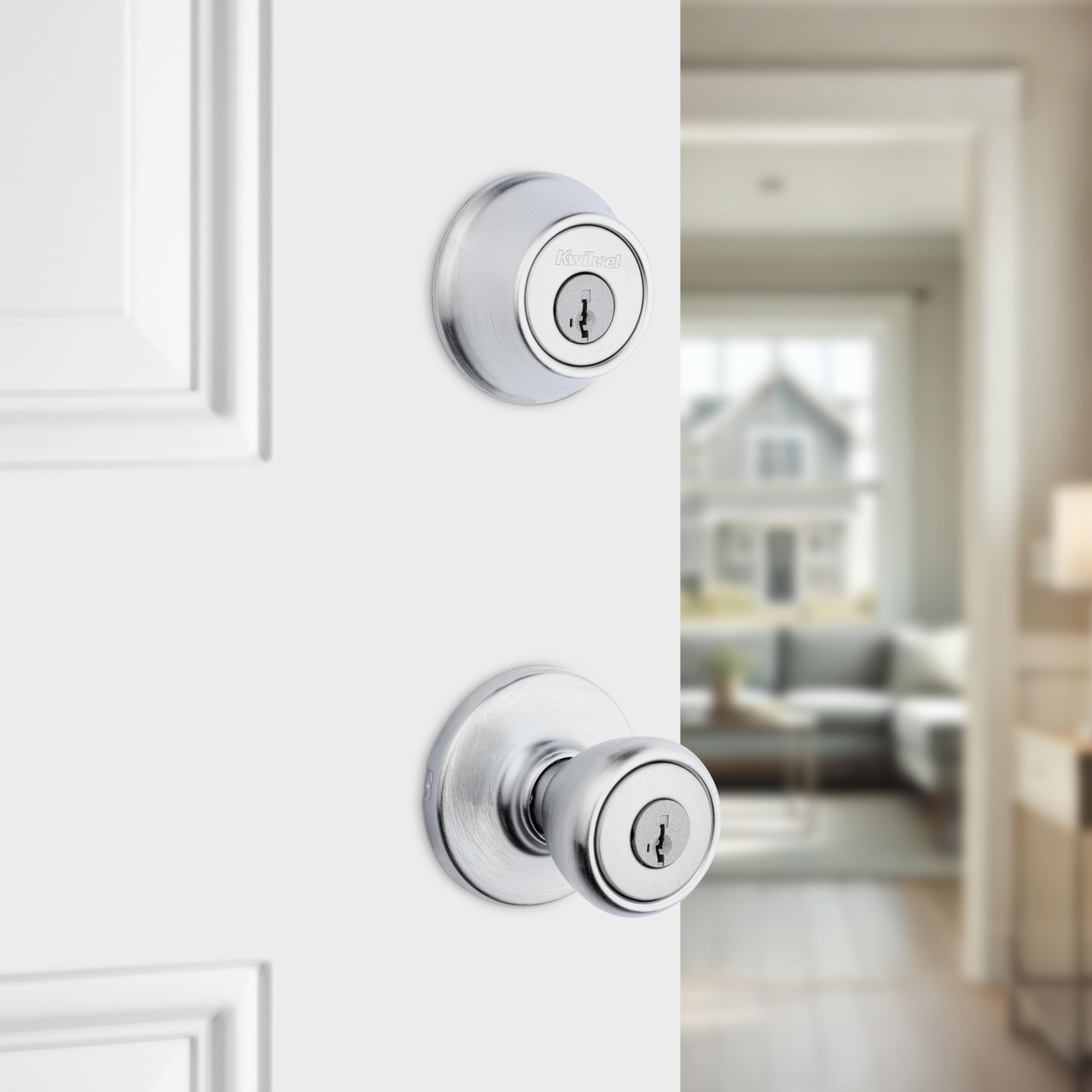 Kwikset Tylo Front Door Lock Handle and Deadbolt Set, Entry Combo