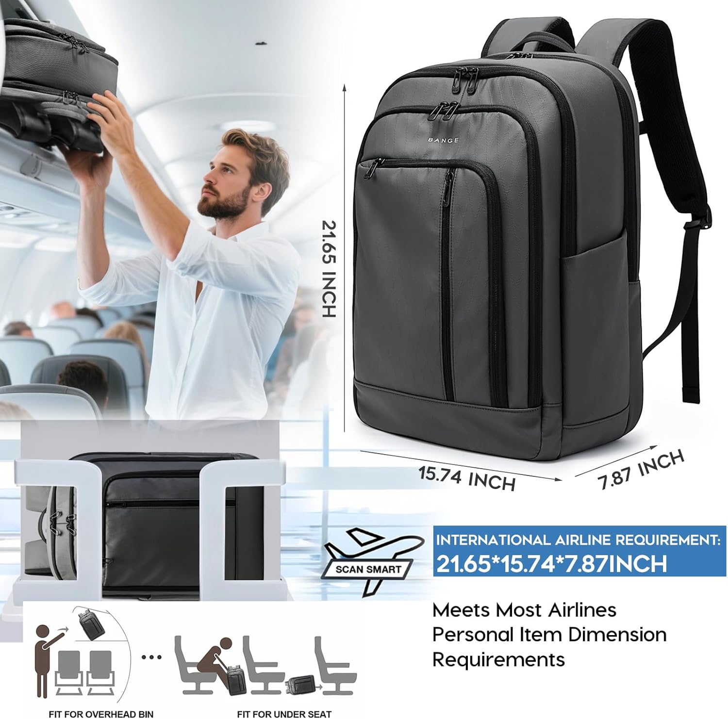 BANGE 28L Everyday Carry Backpack – Fits 15.6 Inch Laptop, Waterproof & Durable Lightweight Pack for Travel, Work, Hiking, and Commuting – Men & Women
