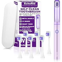Metal Electric Toothbrush with UV Mode Vibration and Oscillation Electric Toothbrush for Adults and Teen 6 Brush Heads & Travel Case, 5 Modes & Timer, One Charge Last 120 Day Rose