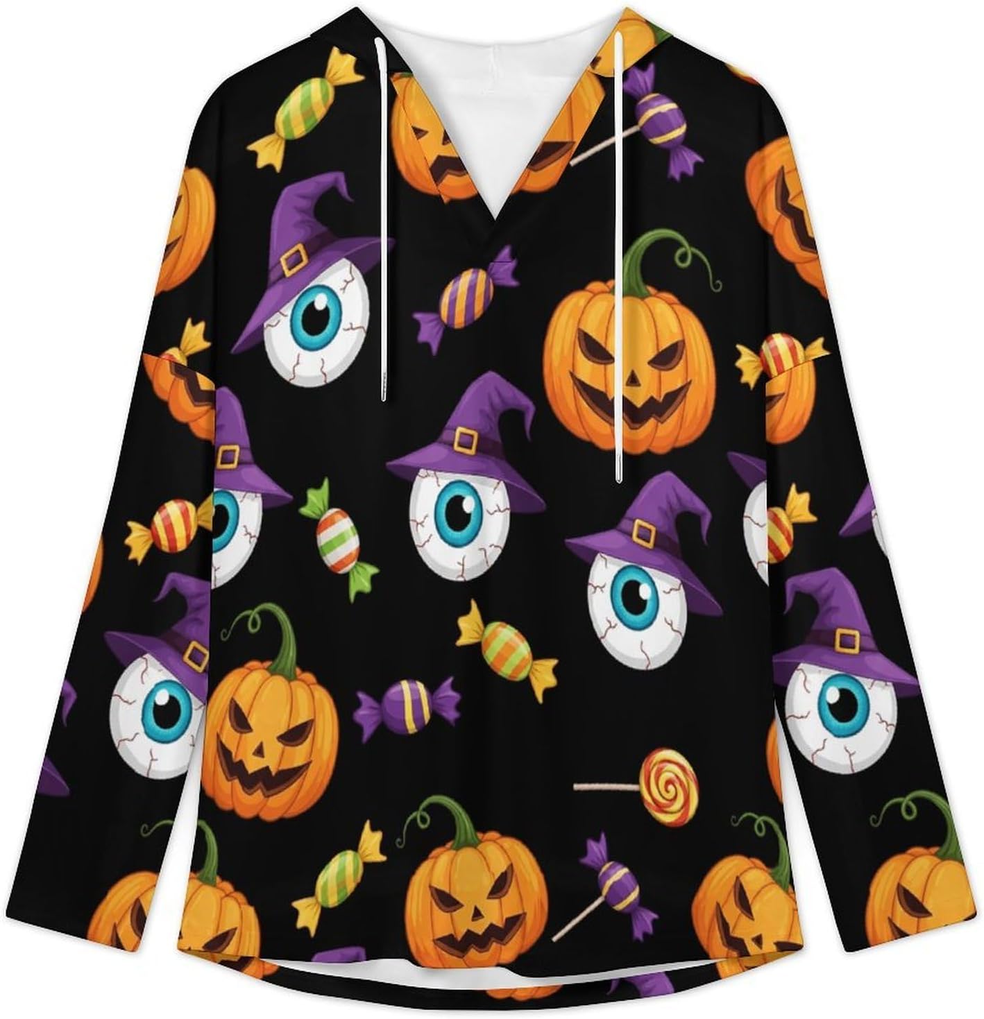 Women's V-Neck Hoodies Long Sleeve Pullover Sweatshirt with Drawstring, Loose Fit Lightweight Casual Top