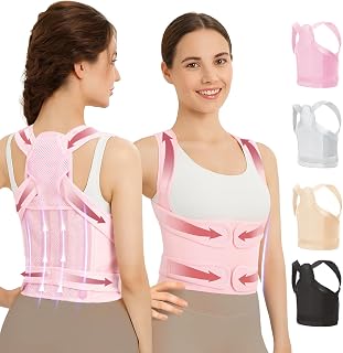 Posture Corrector for Women & Men, Adjustable Back Brace with Shoulder Straightener & Lumbar Support for Upper & Lower Back Pain Relief, Spine Support, Hunchback & Scoliosis, Pink, Large