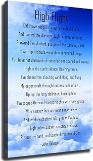Inspirational High Flight Poem Poster Canvas Wall Art Framed Wall Art Prints Painting Living Room Room Wall Art Decor-Gift (12x18inch-Framed)