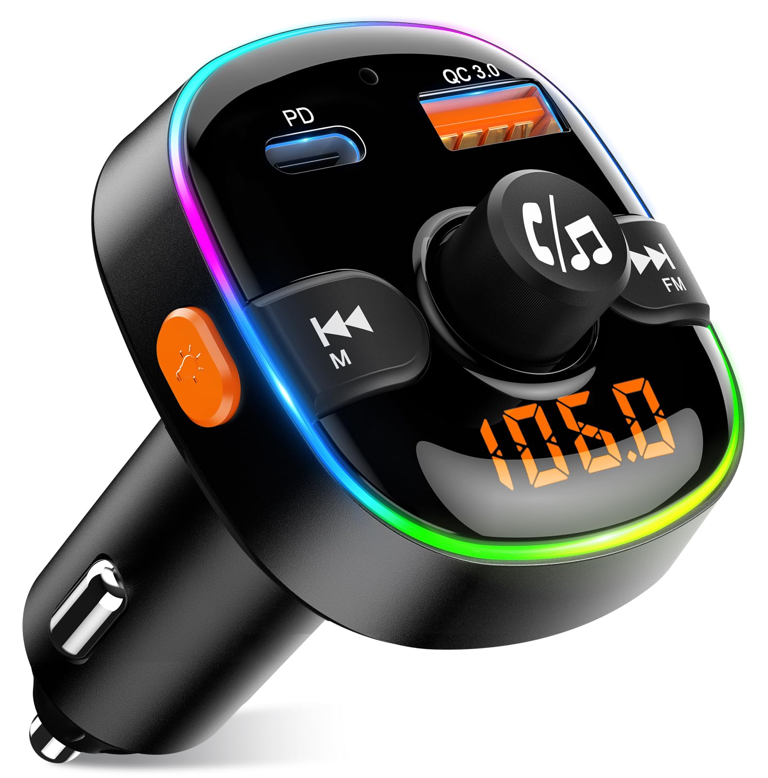 EOIWUY Bluetooth Car Adapter, PD 36W & QC3.0 18W FM Bluetooth 5.3 Transmitter Car Charger, Hands-Free Calling & 7-Color Backlit, Wireless Car Radio Bluetooth Receiver Support TF Card & Voice Assistant