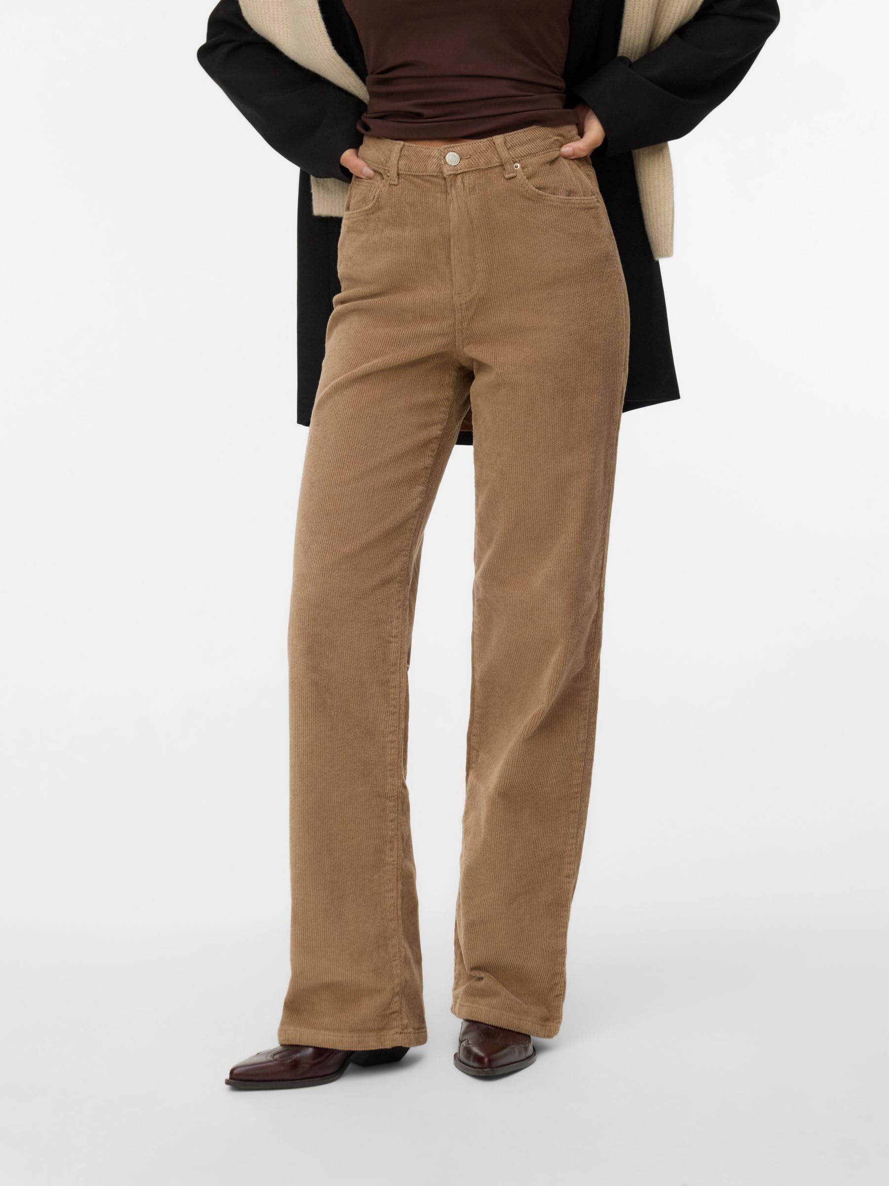 VERO MODA Female Hose mit weitem Beinschnitt VMTESSA Hohe Taille Weit geschnitten CordJeans
