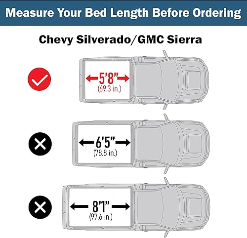 Miniatura 13 de Cubierta rígida de tres pliegues para caja de camioneta compatible con Chevy Silverado/GMC Sierra 2019-2026 con caja de 5.8 pies (69.6 pulgadas)