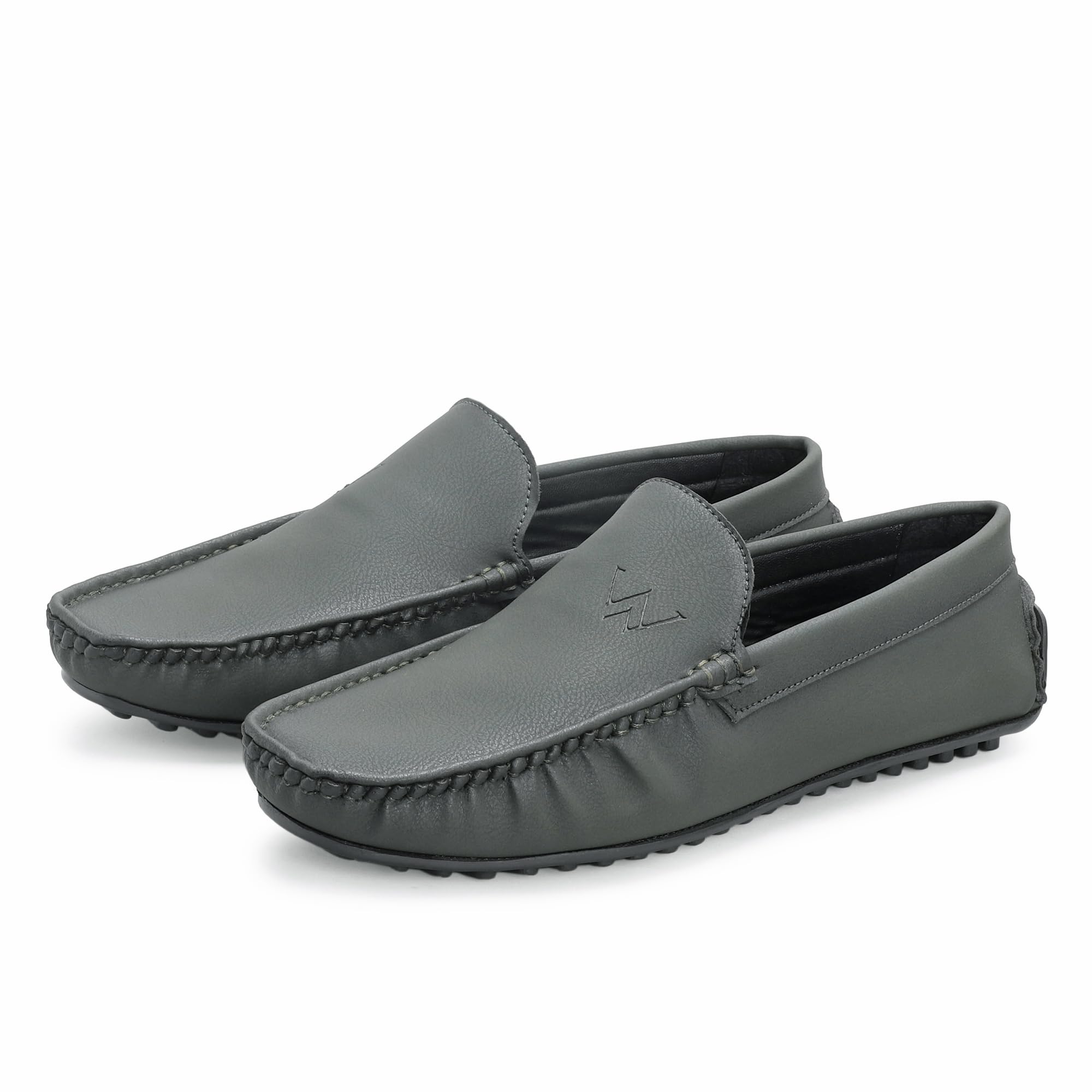 wellwalk Men's Casual Driving Moccasins, Grey Leather Loafers-picture-17