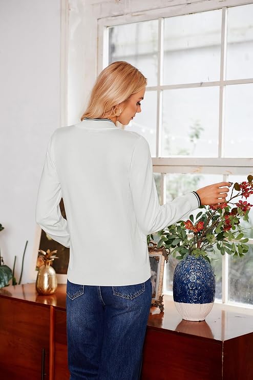 JACK SMITH Quarter Zip Pullover Sweaters for Womens, Rib Polo Sweater Tops