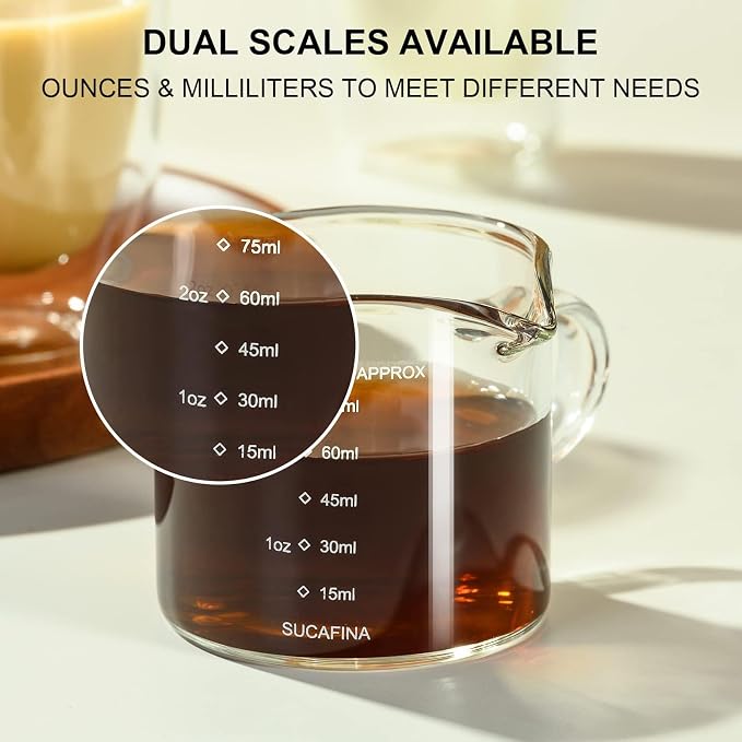 Set de 2 Tazas Medidoras de Espresso PARACITY de Vidrio Transparente miniatura 5