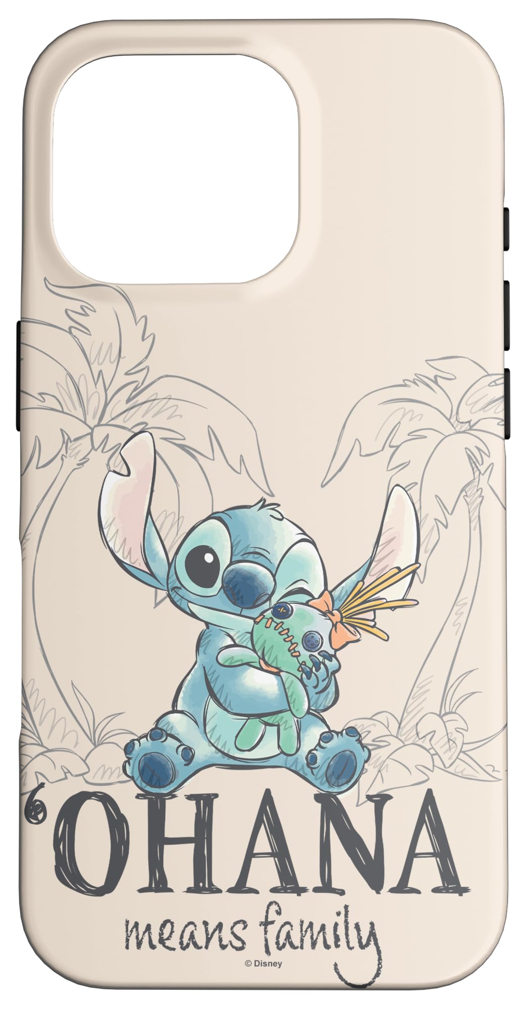 iPhone 16 Pro Disney Lilo & Stitch Ohana Means Family Cute Hug Sketch Case