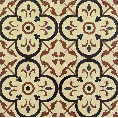 Achim Home Decor - Azulejos de vinilo autoadhesivos retro de 12 pulgadas, 20 baldosas de 12 x 12 pulgadas, patrón burch  despegar y pegar, suelo de