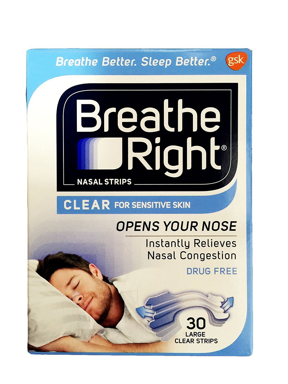 (120 Strips) Breathe Right Nasal Strips Clear Large For Sensitive Skin